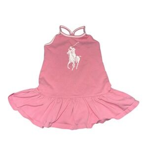 Ralph Lauren Dress 3T Pink Big Pony Racerback Ruffle Tennis Core Preppy Summer